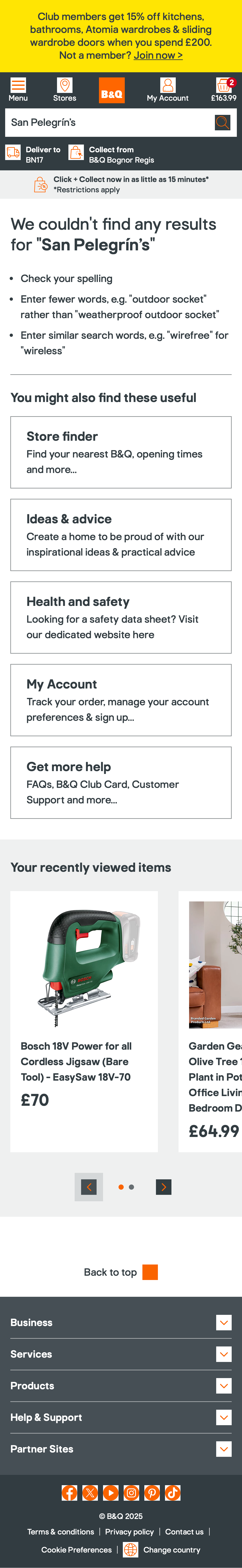 Mobile screenshot of B&Q