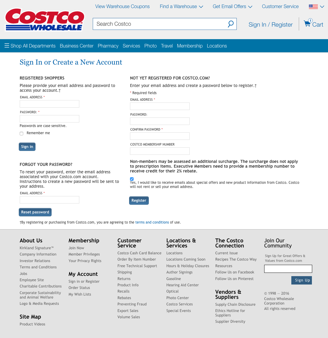 Costco’s Account Selection 505 of 758 Account Selection Examples Baymard Institute