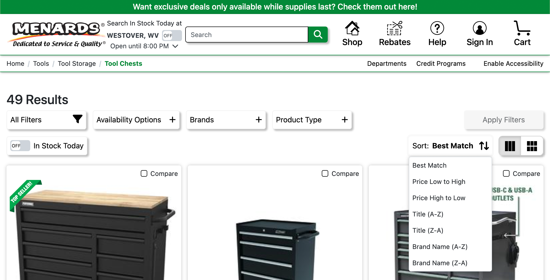 Desktop screenshot of Menards