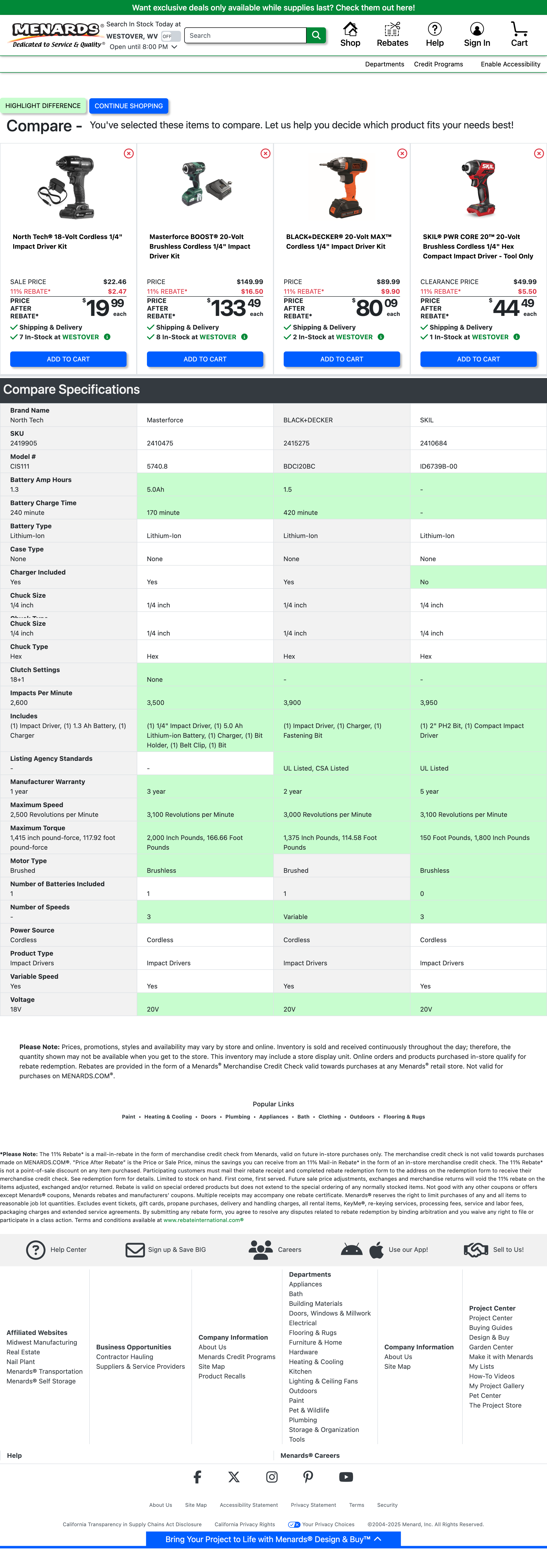 Desktop screenshot of Menards