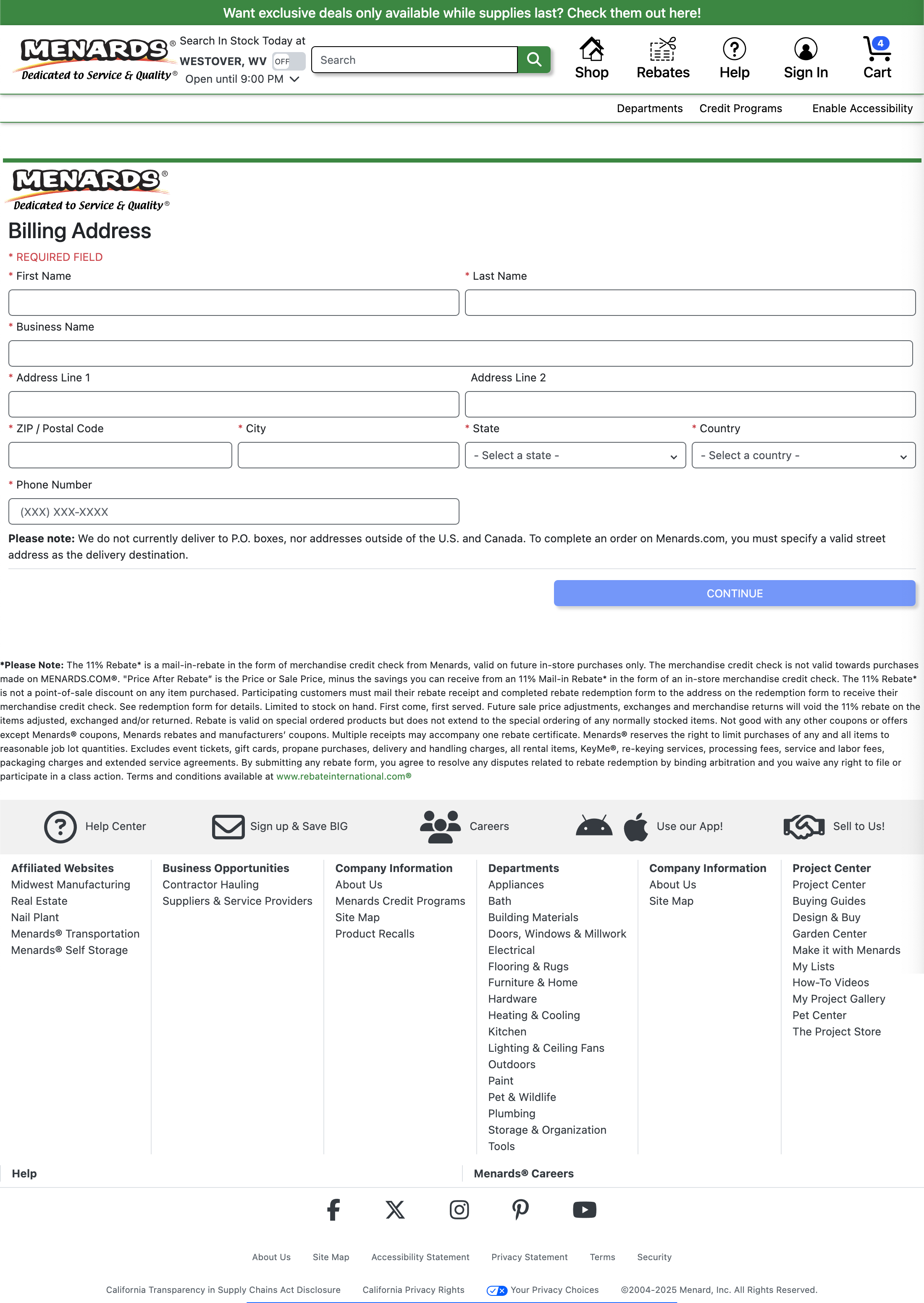 Desktop screenshot of Menards