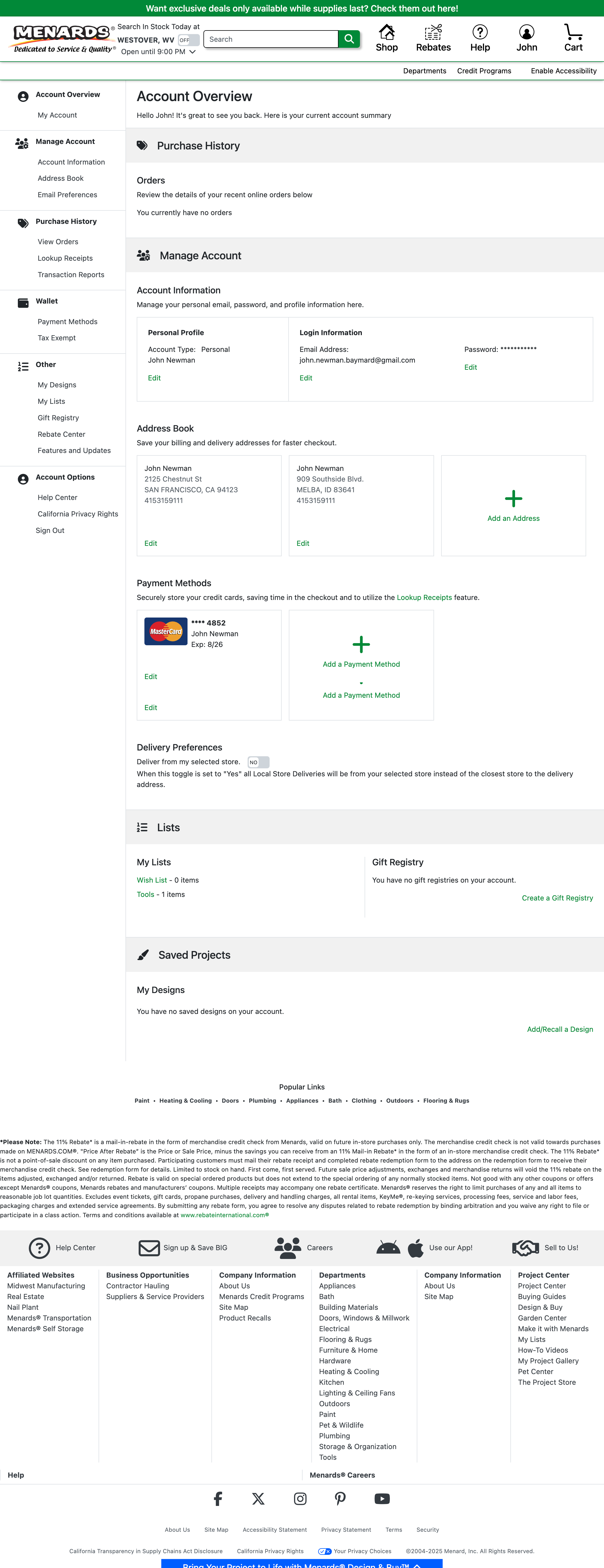 Desktop screenshot of Menards