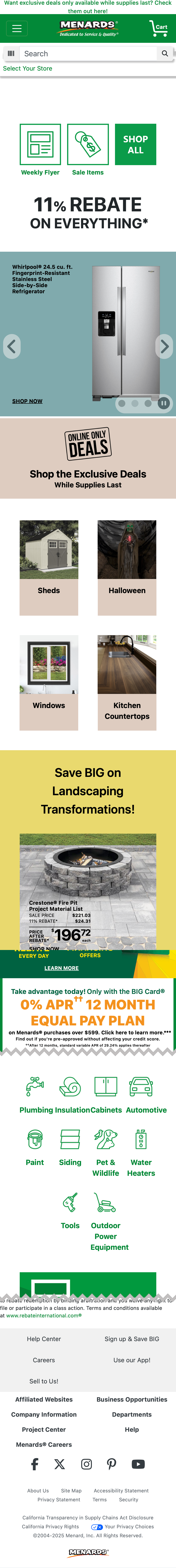 Mobile screenshot of Menards