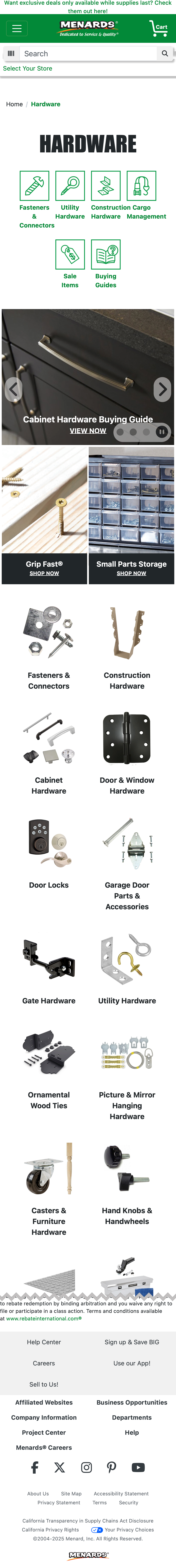 Mobile screenshot of Menards