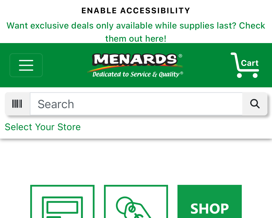 Mobile screenshot of Menards