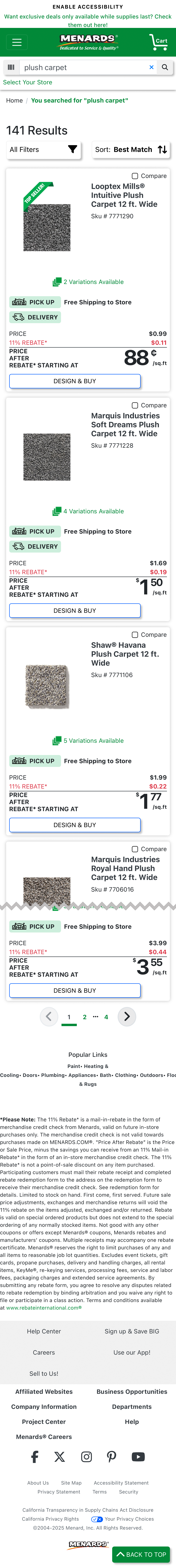 Mobile screenshot of Menards
