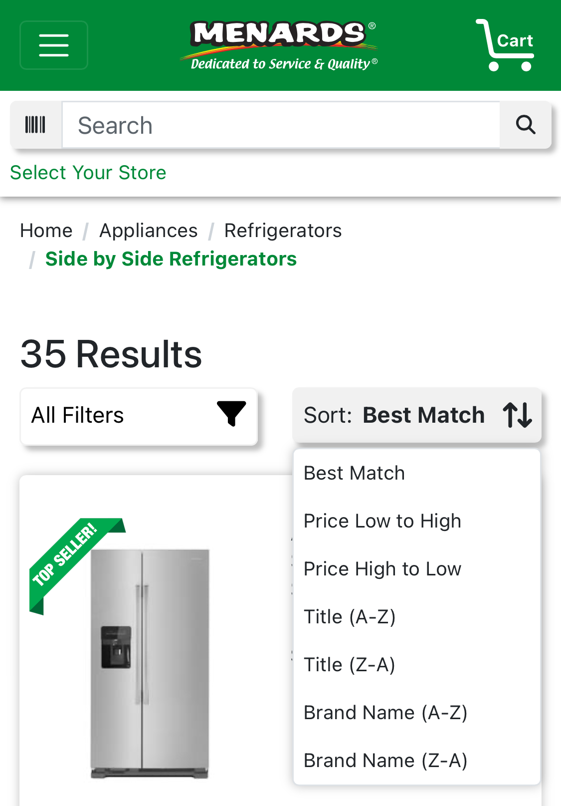 Mobile screenshot of Menards