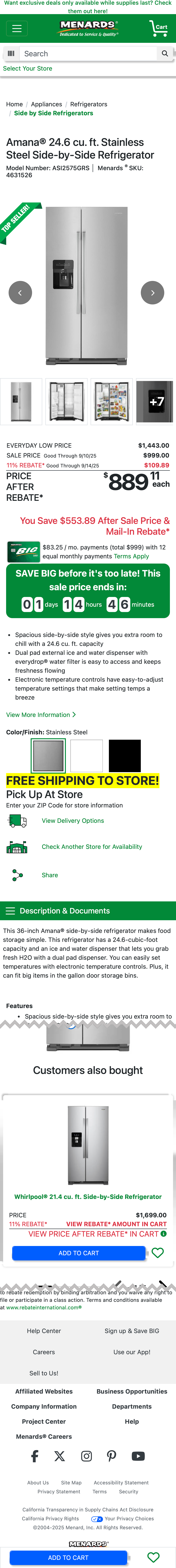 Mobile screenshot of Menards