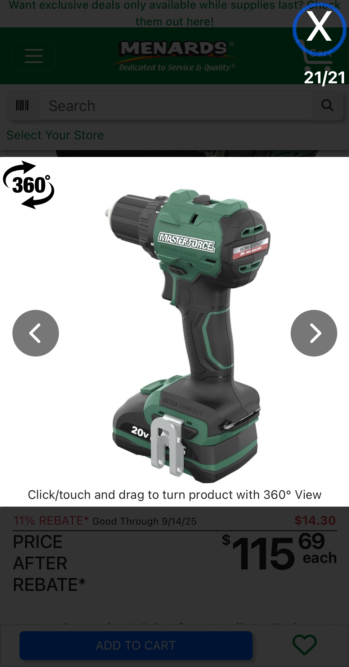 Mobile screenshot of Menards