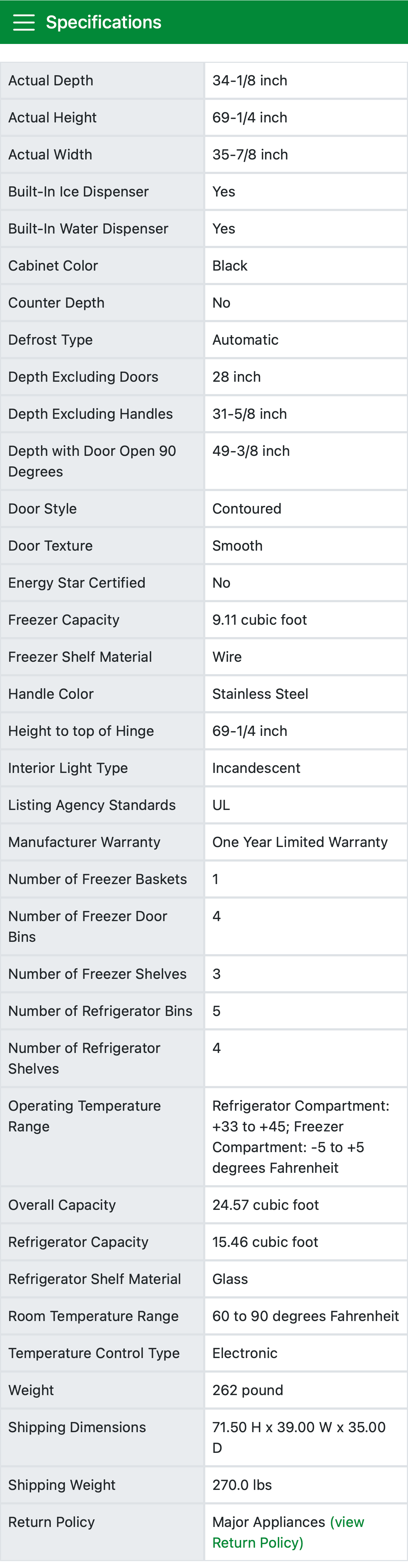 Mobile screenshot of Menards