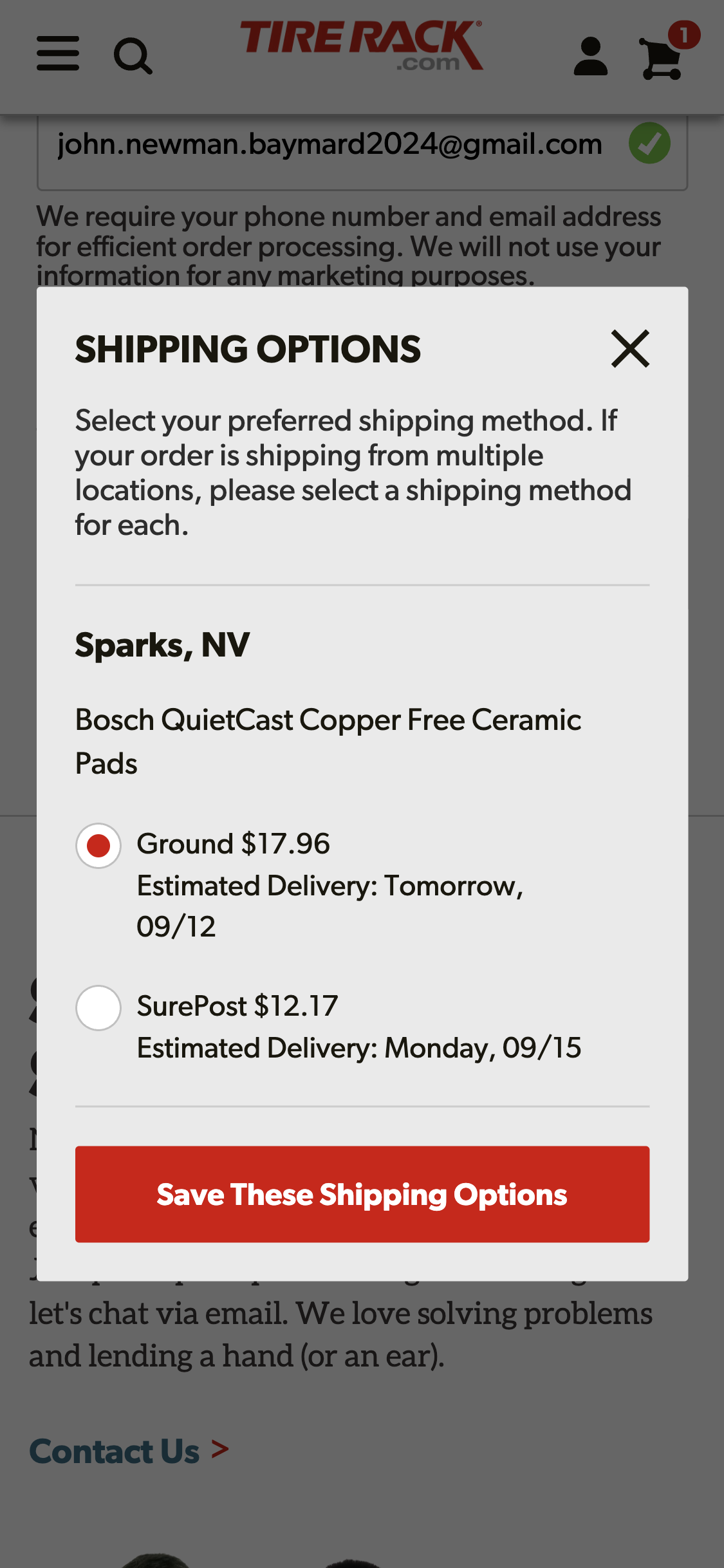 Mobile screenshot of Tire Rack