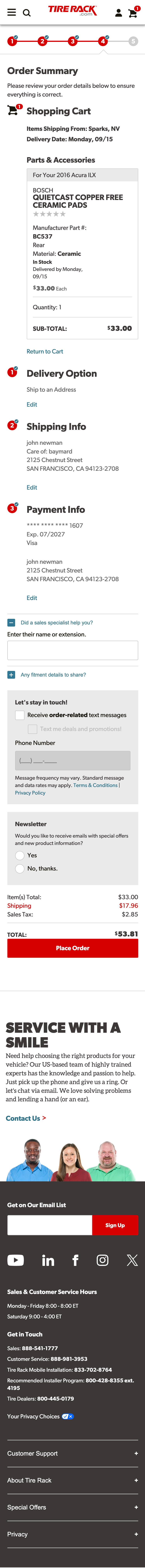 Mobile screenshot of Tire Rack