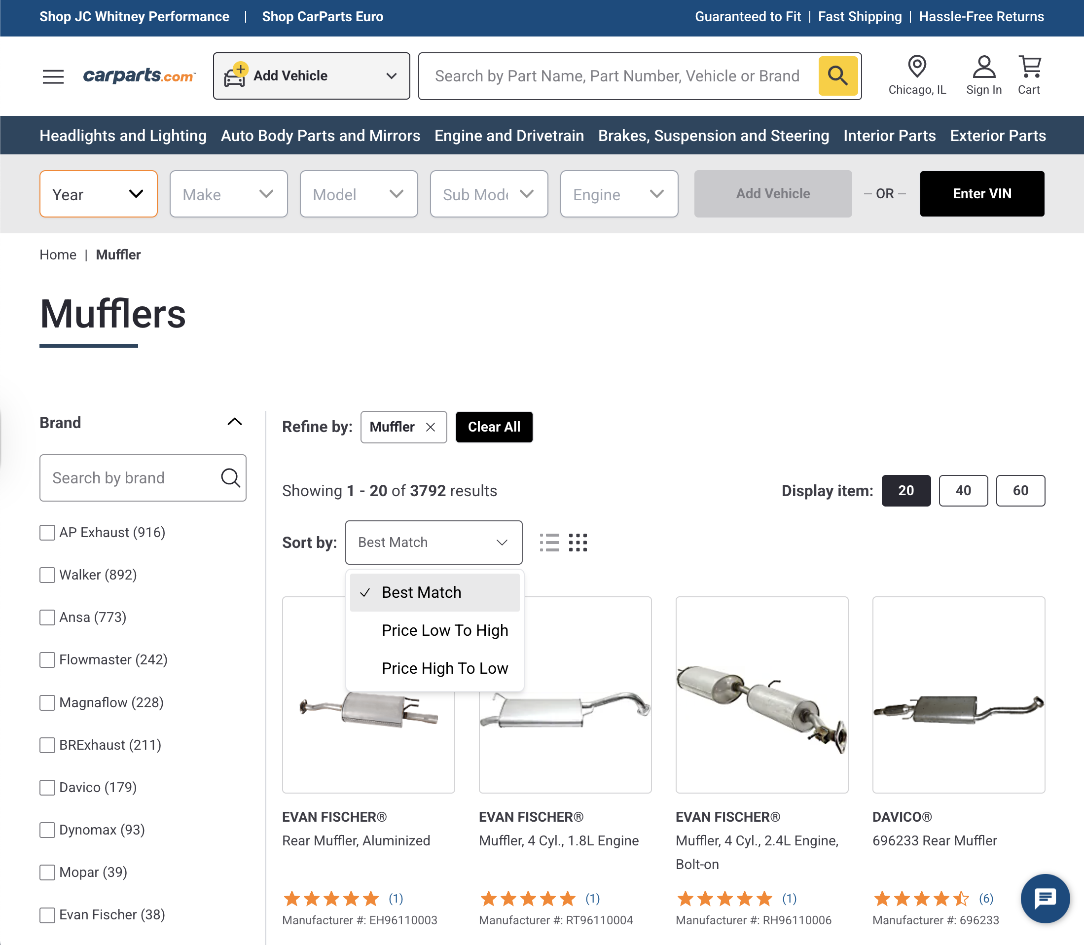Desktop screenshot of CarParts.com