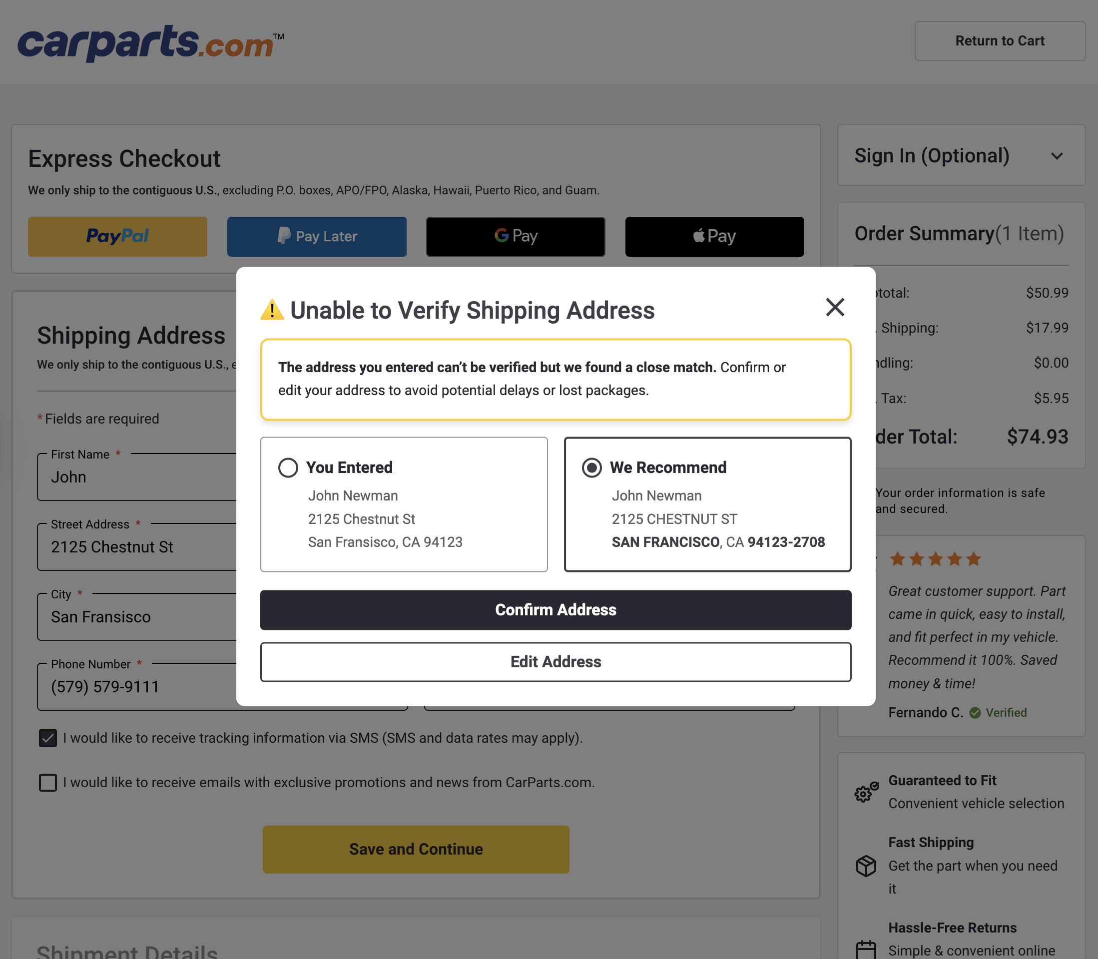 Desktop screenshot of CarParts.com