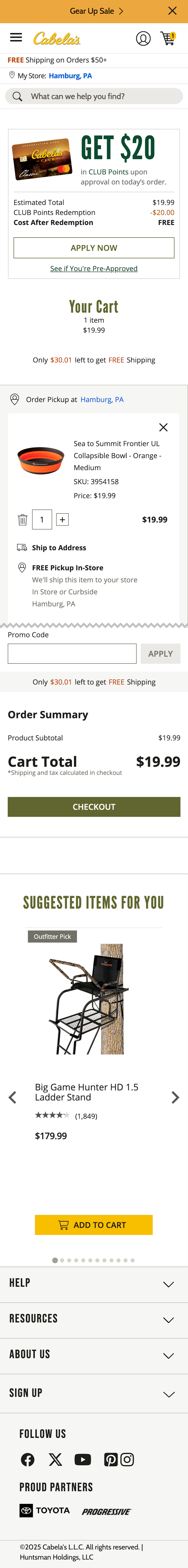 Mobile screenshot of Cabela’s