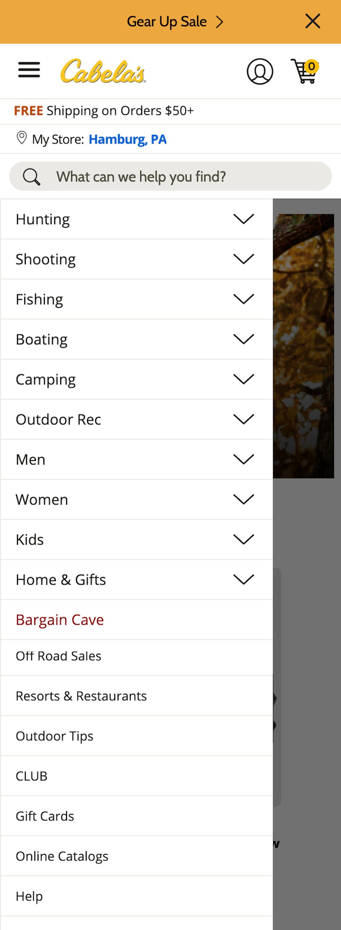 Mobile screenshot of Cabela’s