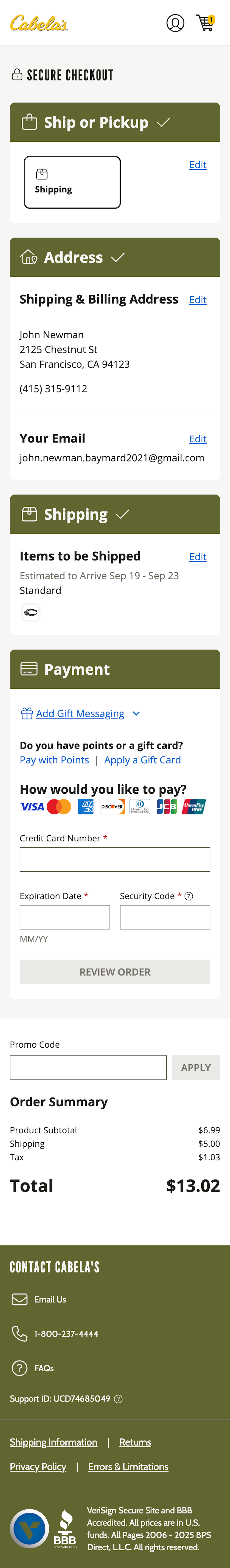 Mobile screenshot of Cabela’s