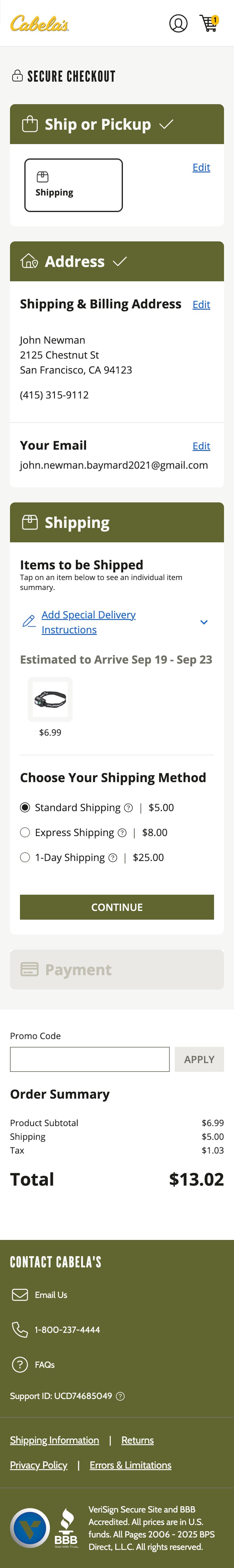 Mobile screenshot of Cabela’s