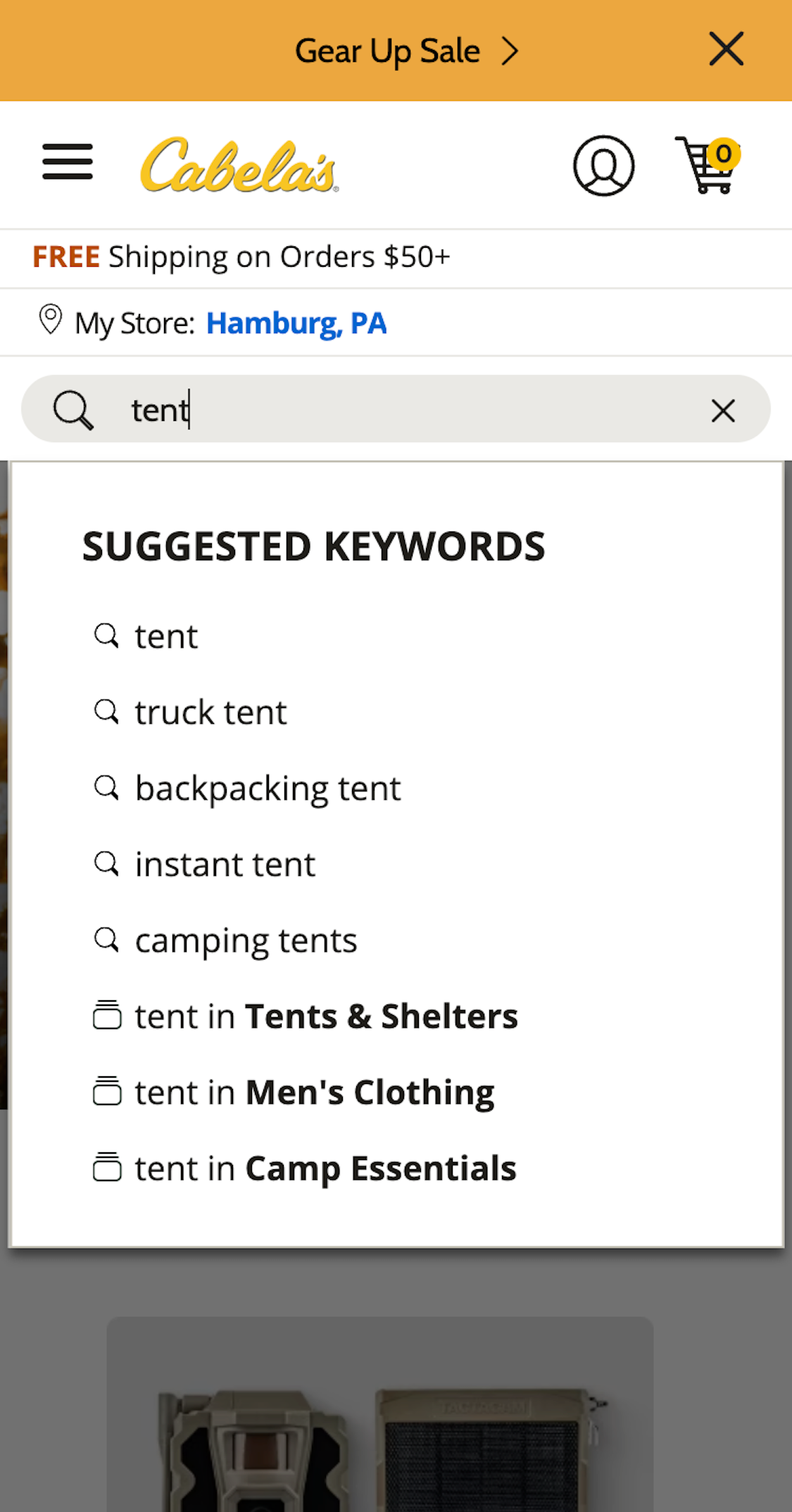 Mobile screenshot of Cabela’s