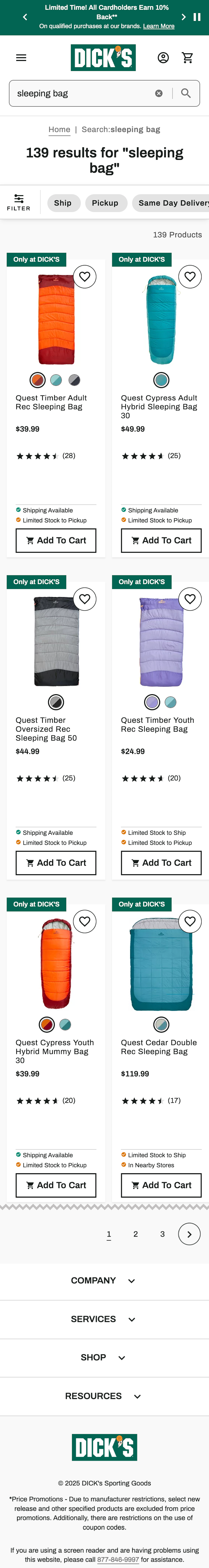 Mobile screenshot of Dick’s Sporting Goods