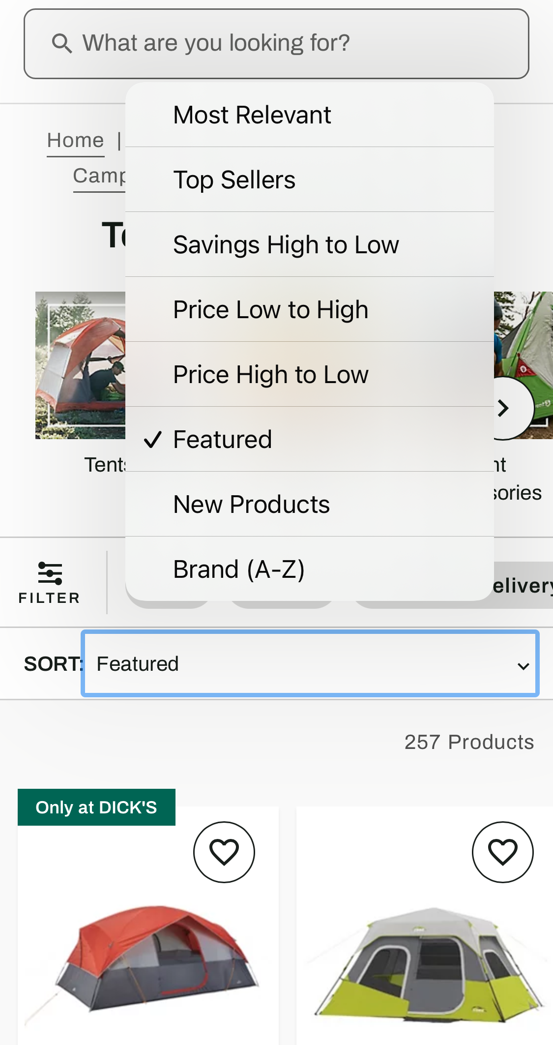 Mobile screenshot of Dick’s Sporting Goods