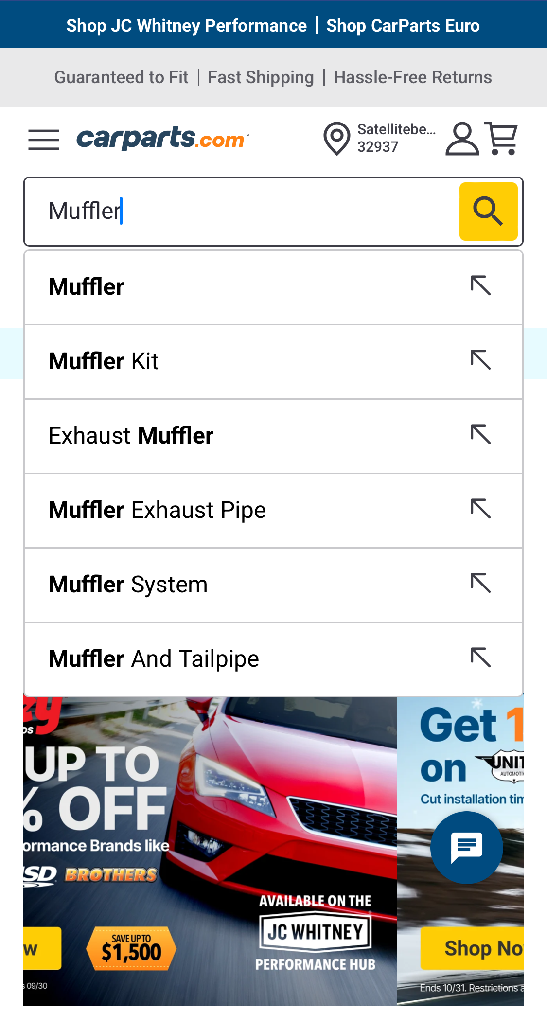 Mobile screenshot of CarParts.com