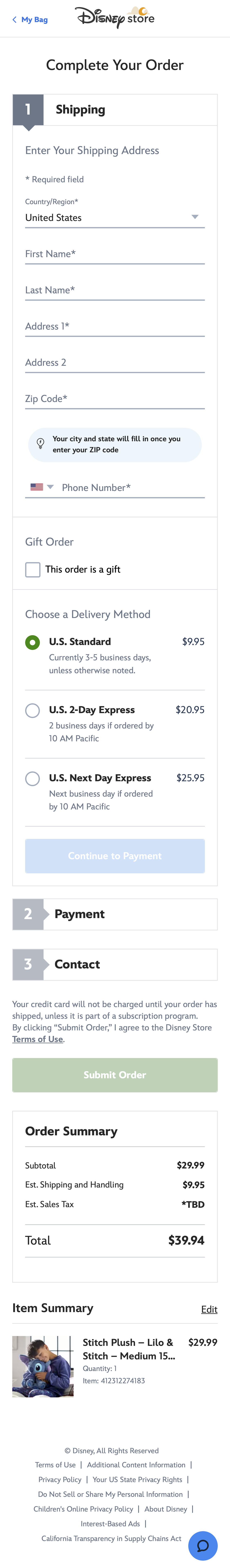 Mobile screenshot of Disney Store