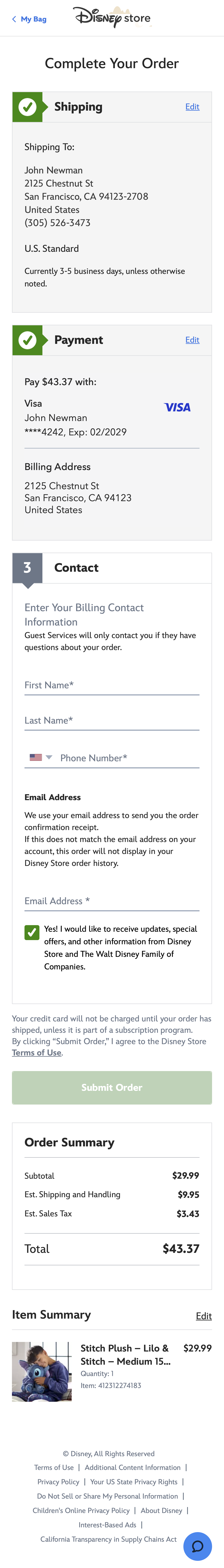 Mobile screenshot of Disney Store