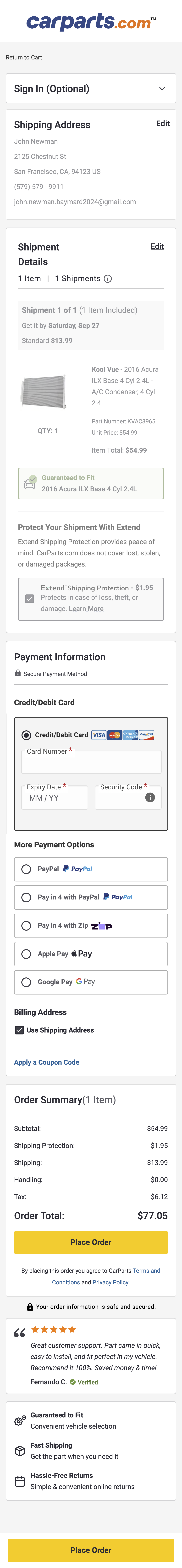 Mobile screenshot of CarParts.com