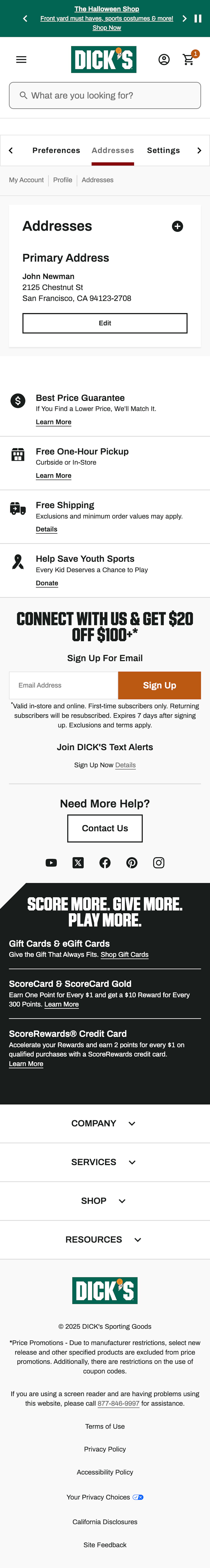 Mobile screenshot of Dick’s Sporting Goods