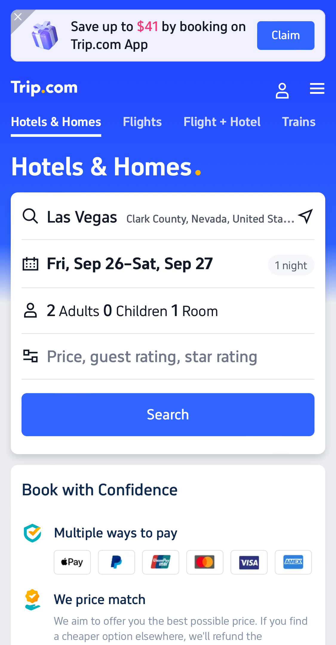 Mobile screenshot of Trip.com