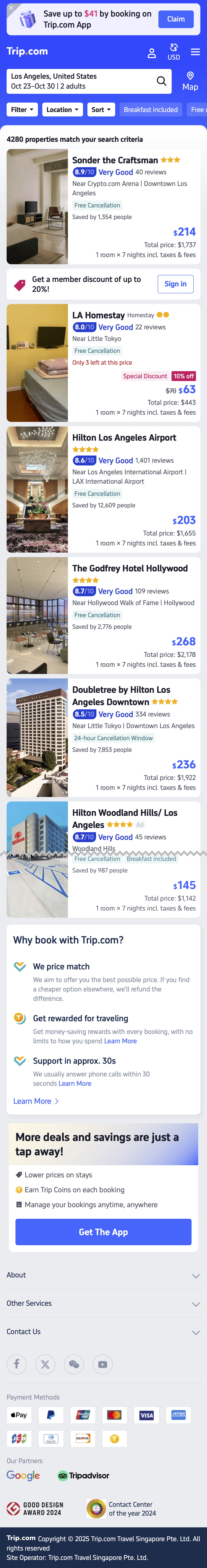 Mobile screenshot of Trip.com
