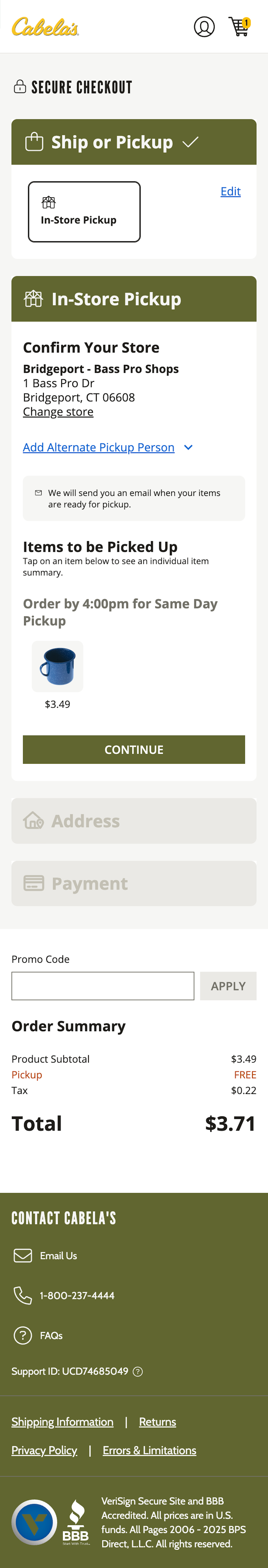 Mobile screenshot of Cabela’s