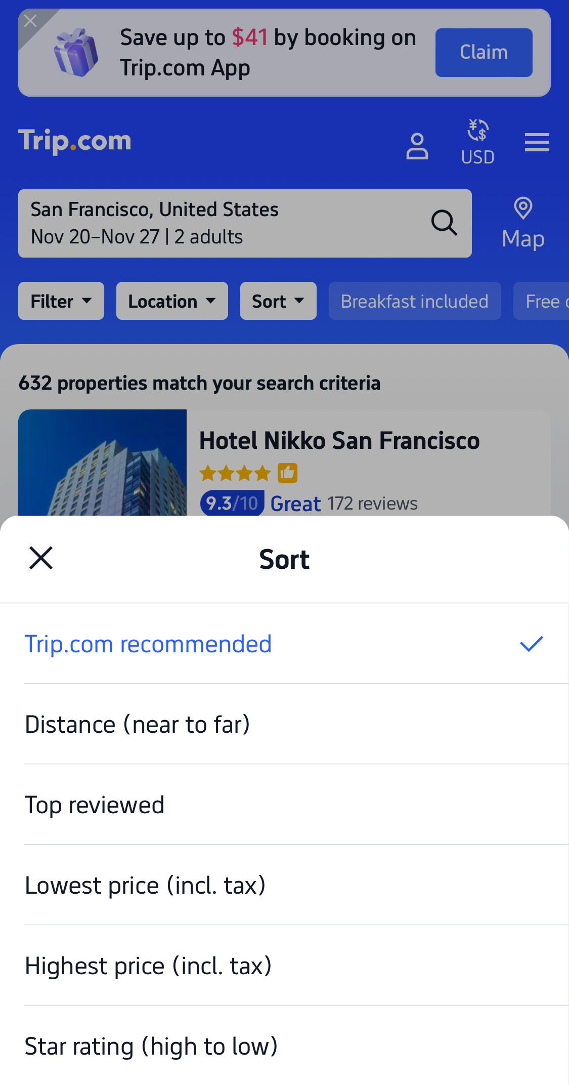 Mobile screenshot of Trip.com