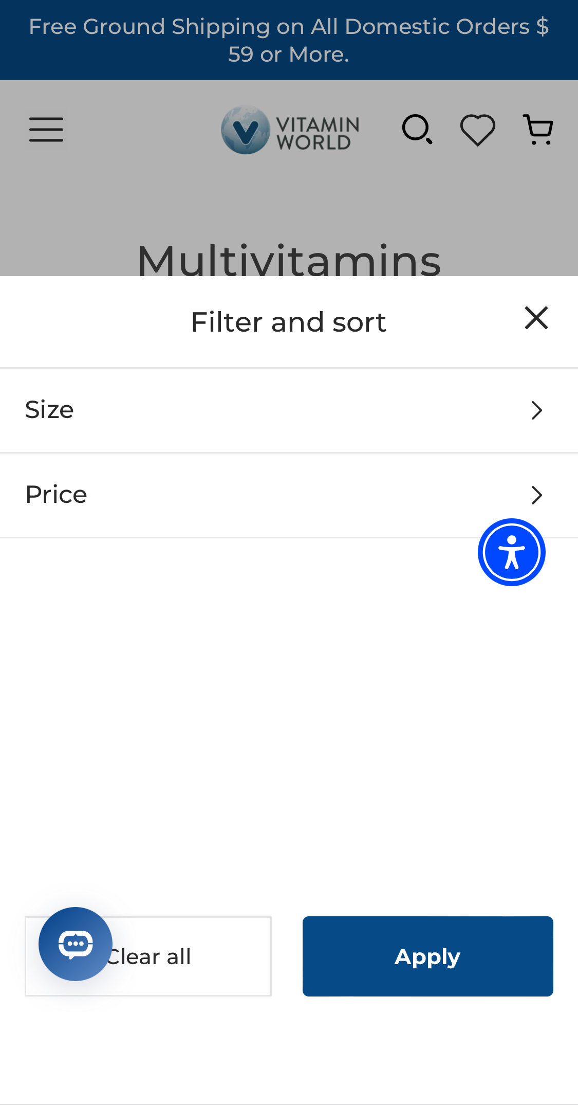 Mobile screenshot of Vitamin World