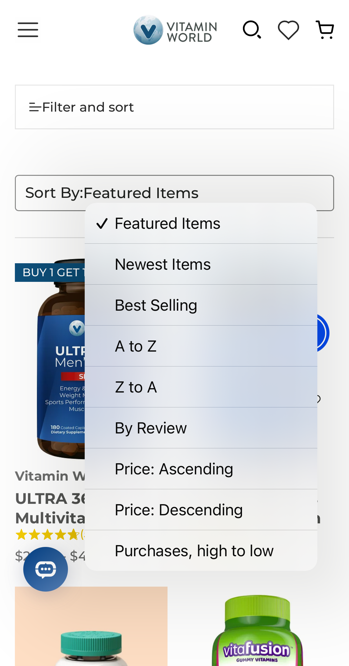 Mobile screenshot of Vitamin World