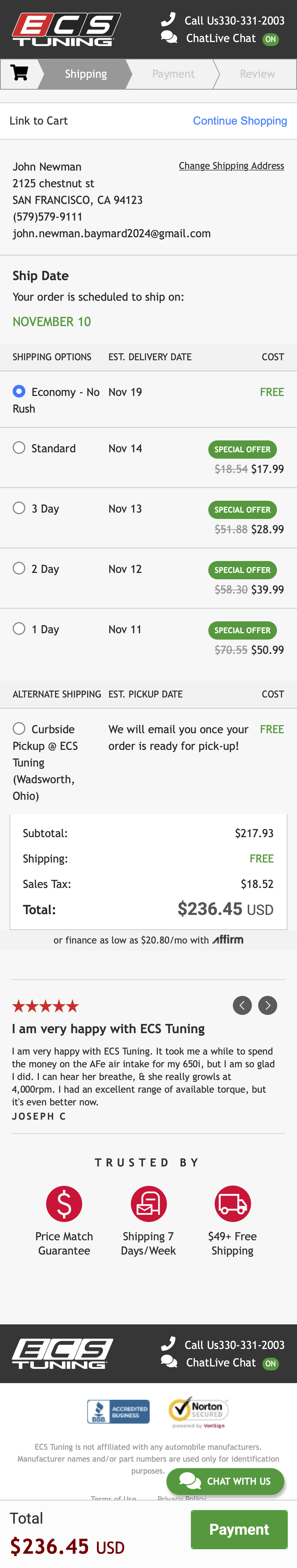 Mobile screenshot of ECS Tuning