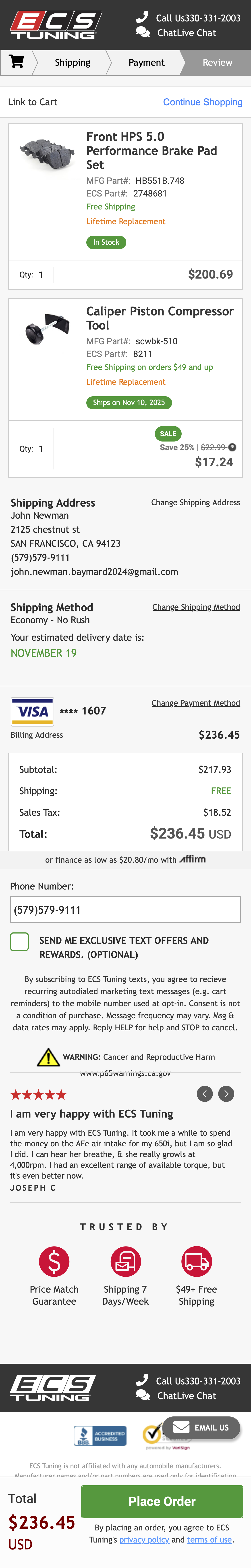 Mobile screenshot of ECS Tuning
