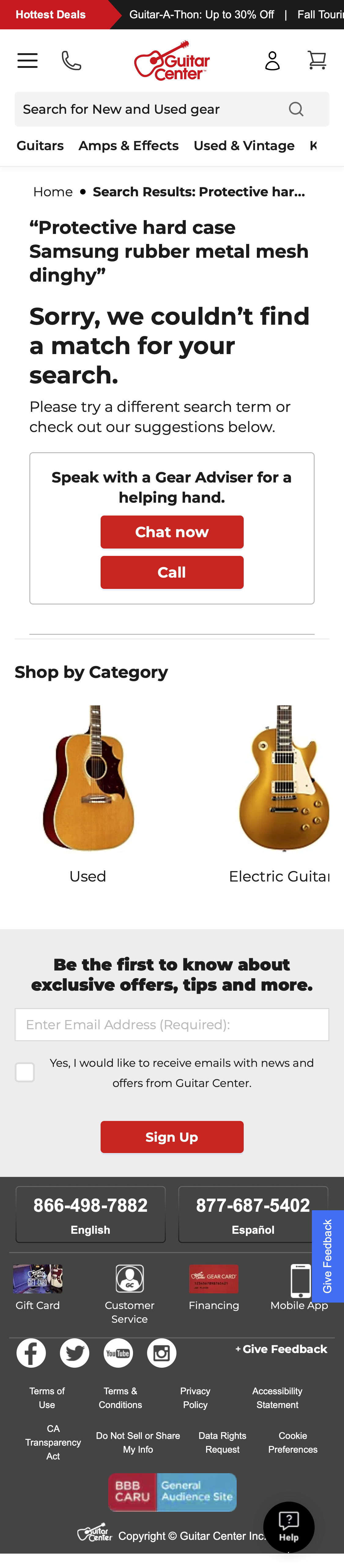 Mobile screenshot of Guitar Center
