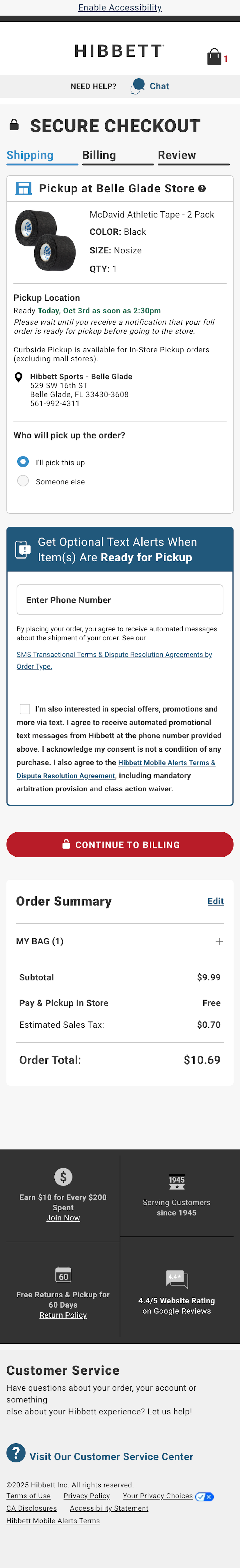 Mobile screenshot of Hibbett