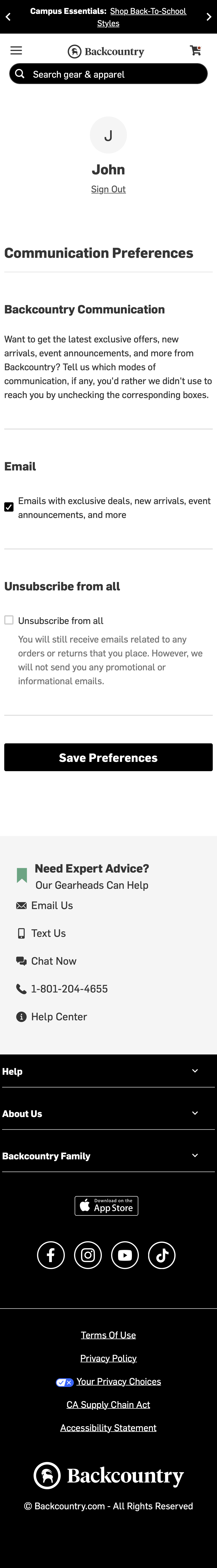 Mobile screenshot of Backcountry
