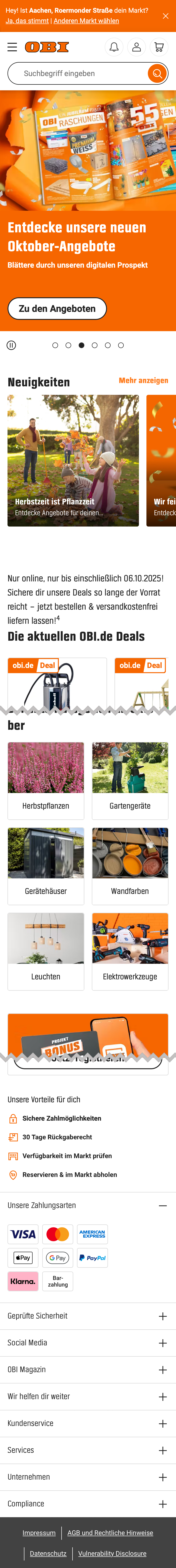 Mobile screenshot of OBI