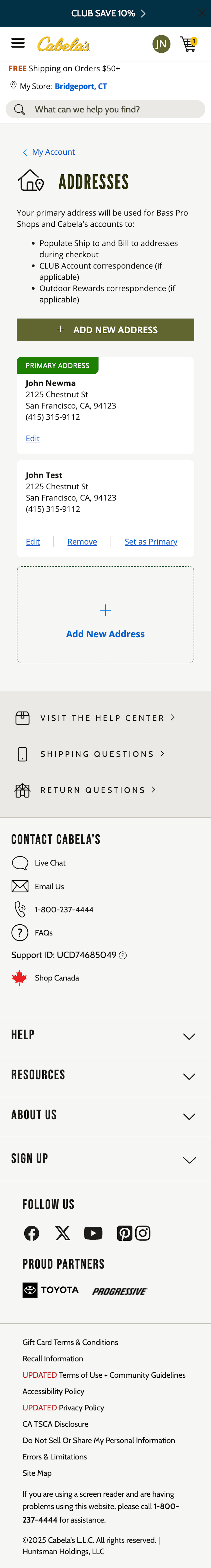 Mobile screenshot of Cabela’s
