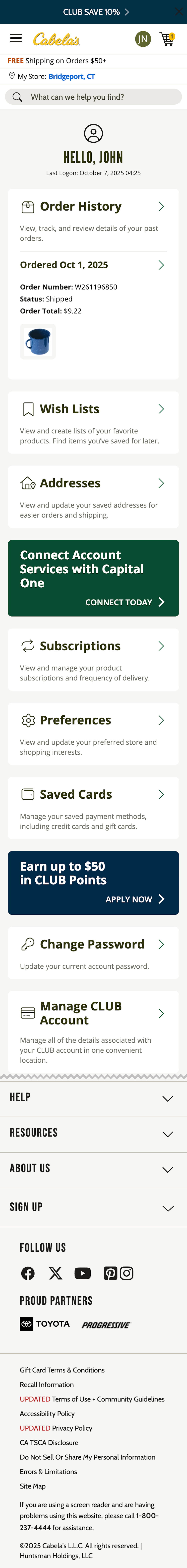 Mobile screenshot of Cabela’s