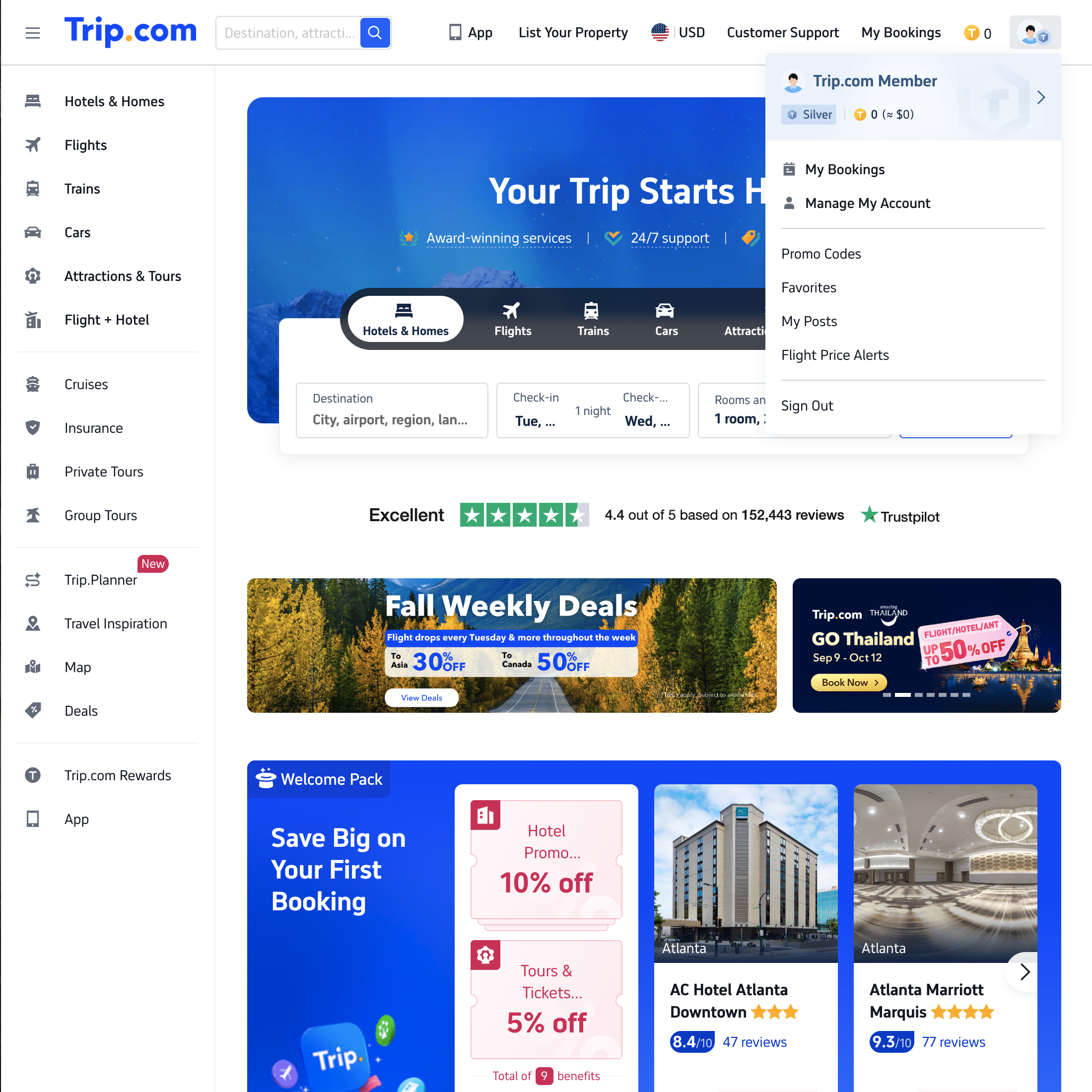 Desktop screenshot of Trip.com