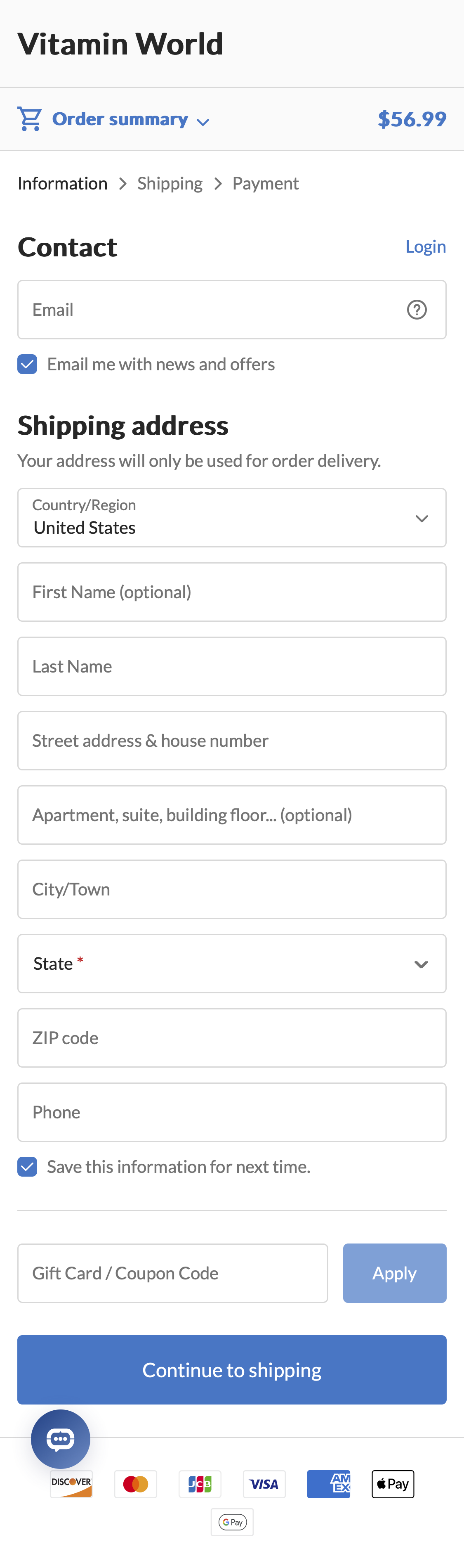 Mobile screenshot of Vitamin World