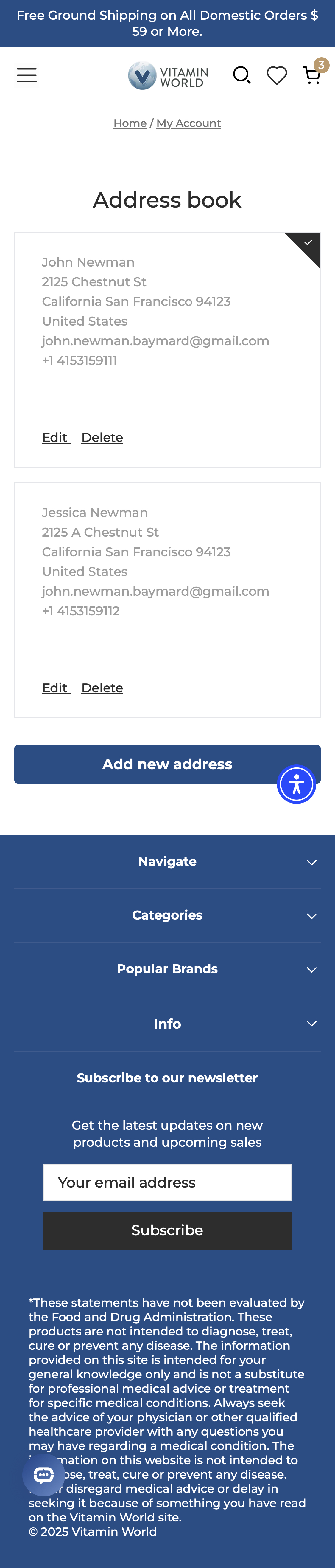 Mobile screenshot of Vitamin World