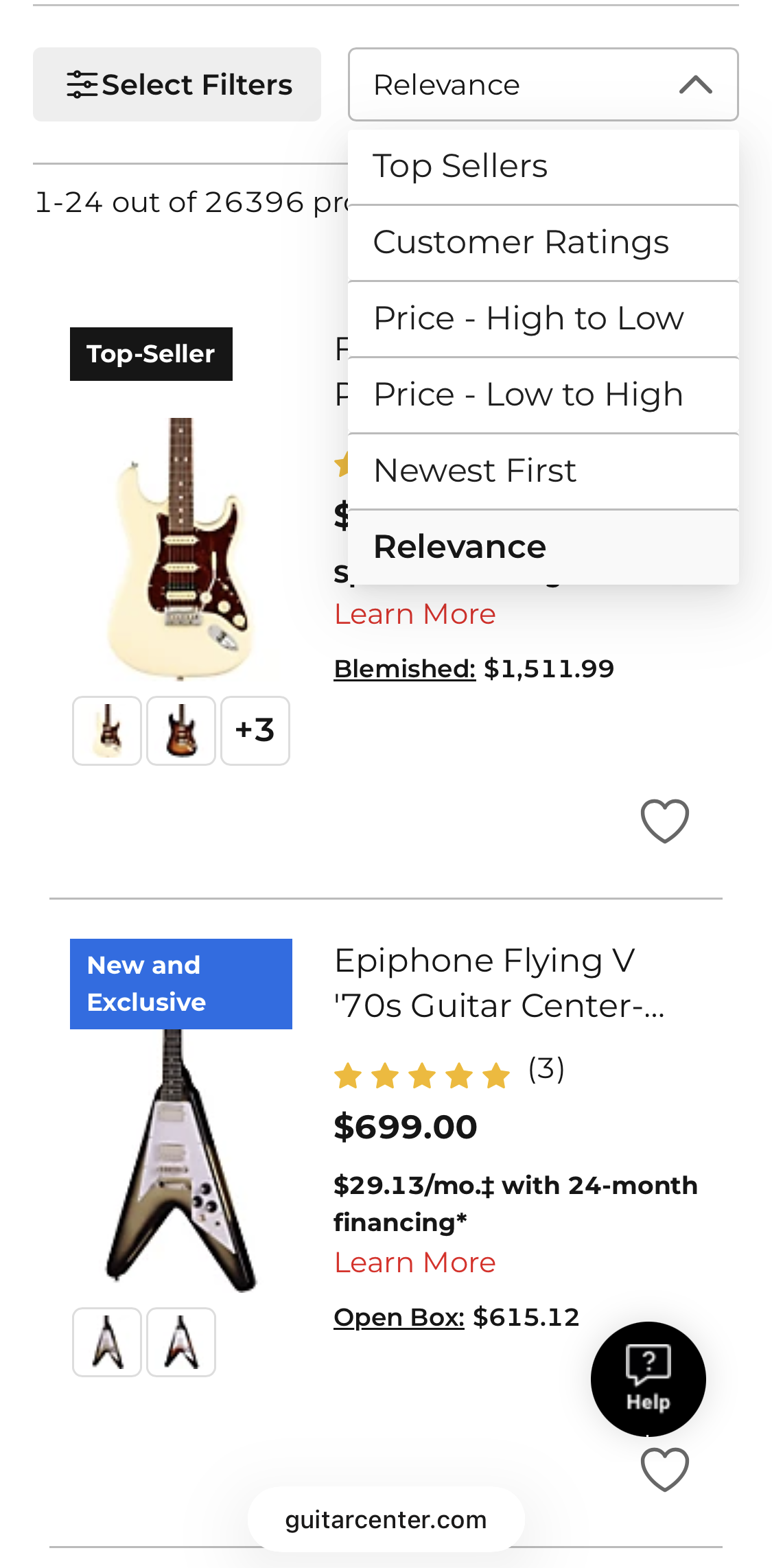 Mobile screenshot of Guitar Center