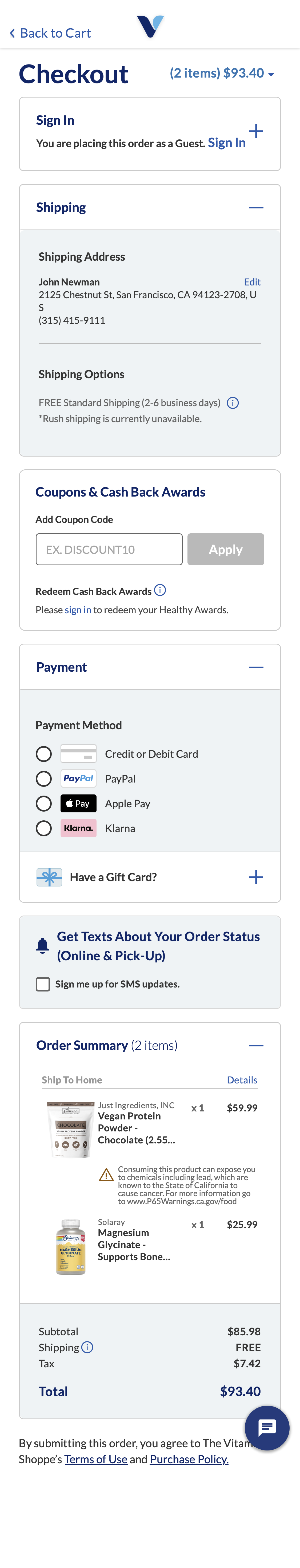 Mobile screenshot of The Vitamin Shoppe