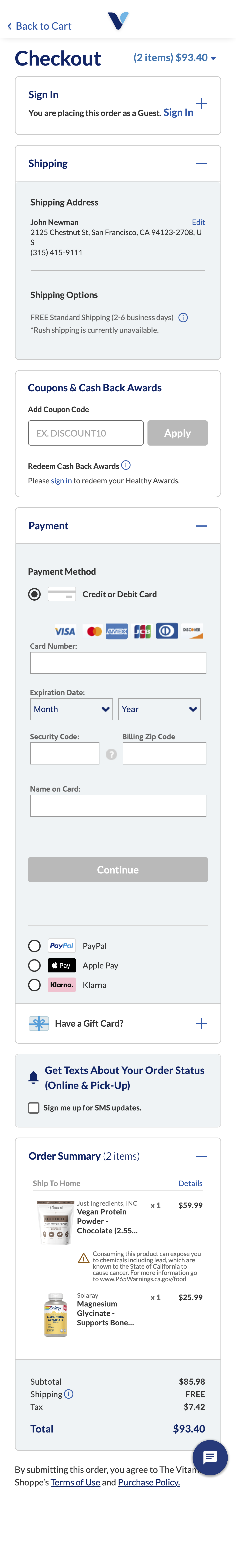 Mobile screenshot of The Vitamin Shoppe